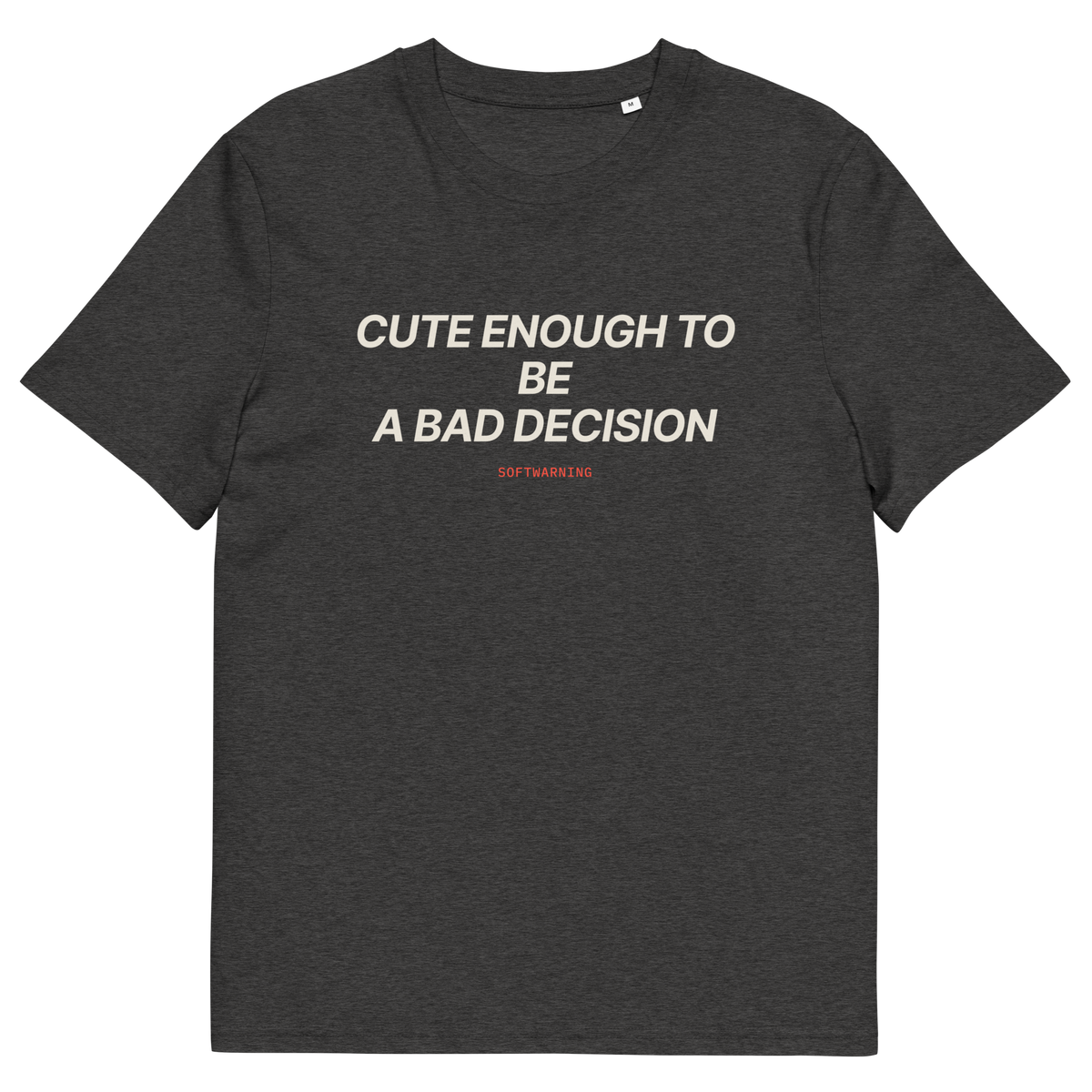 Dark Heather Grey product view of the Cute Enough to Be a Bad Decision T-shirt, front