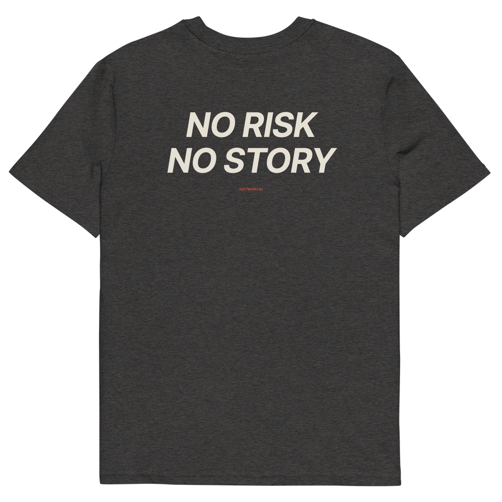 No Risk No Story - Dark Heather Grey organic cotton T-shirt, back print