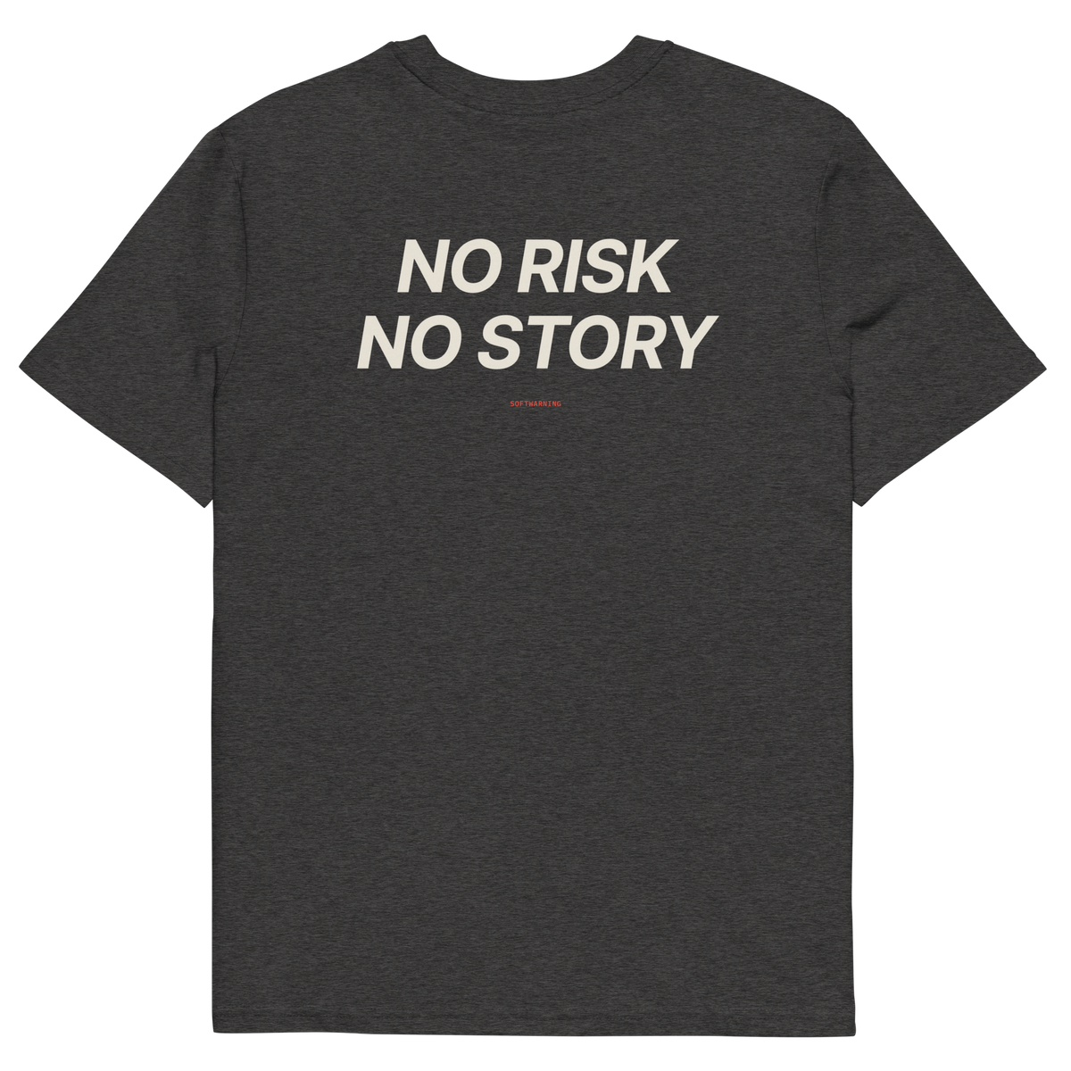 No Risk No Story - Dark Heather Grey organic cotton T-shirt, back print