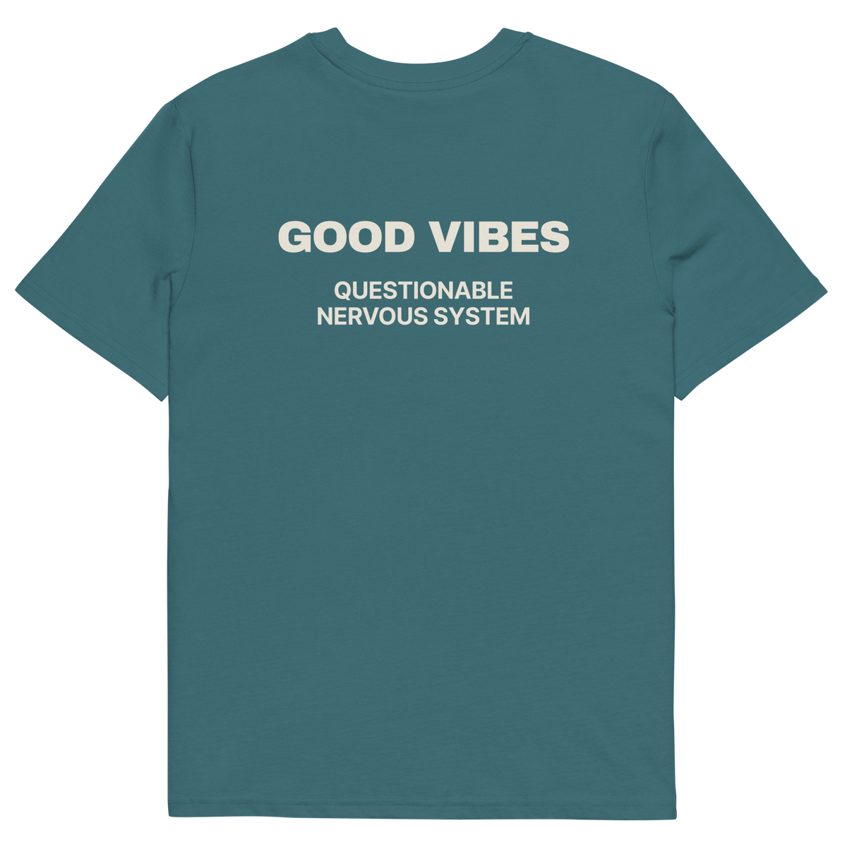 Good Vibes, Questionable Nervous System T-shirt in stargazer, back print