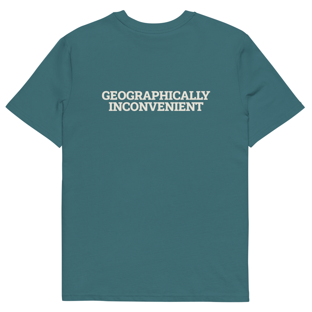 Stargazer product view of the Geographically Inconvenient T-shirt, back