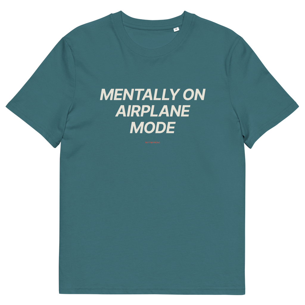 Stargazer product view of the Mentally on Airplane Mode T-shirt, front