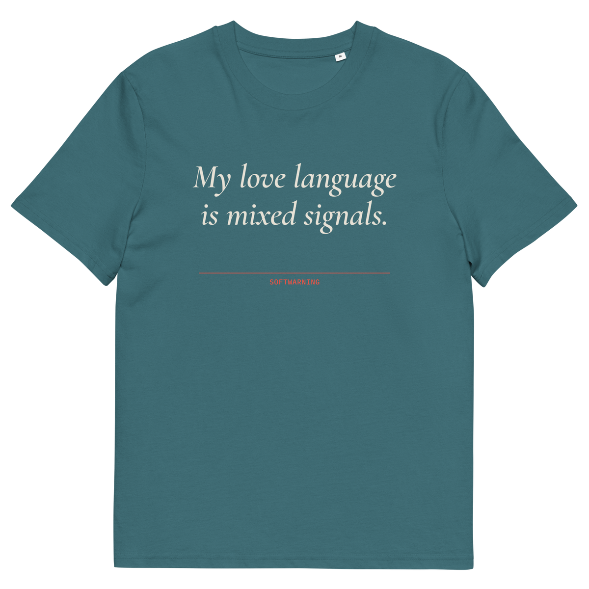 Stargazer product view of the My Love Language Is Mixed Signals T-shirt, front