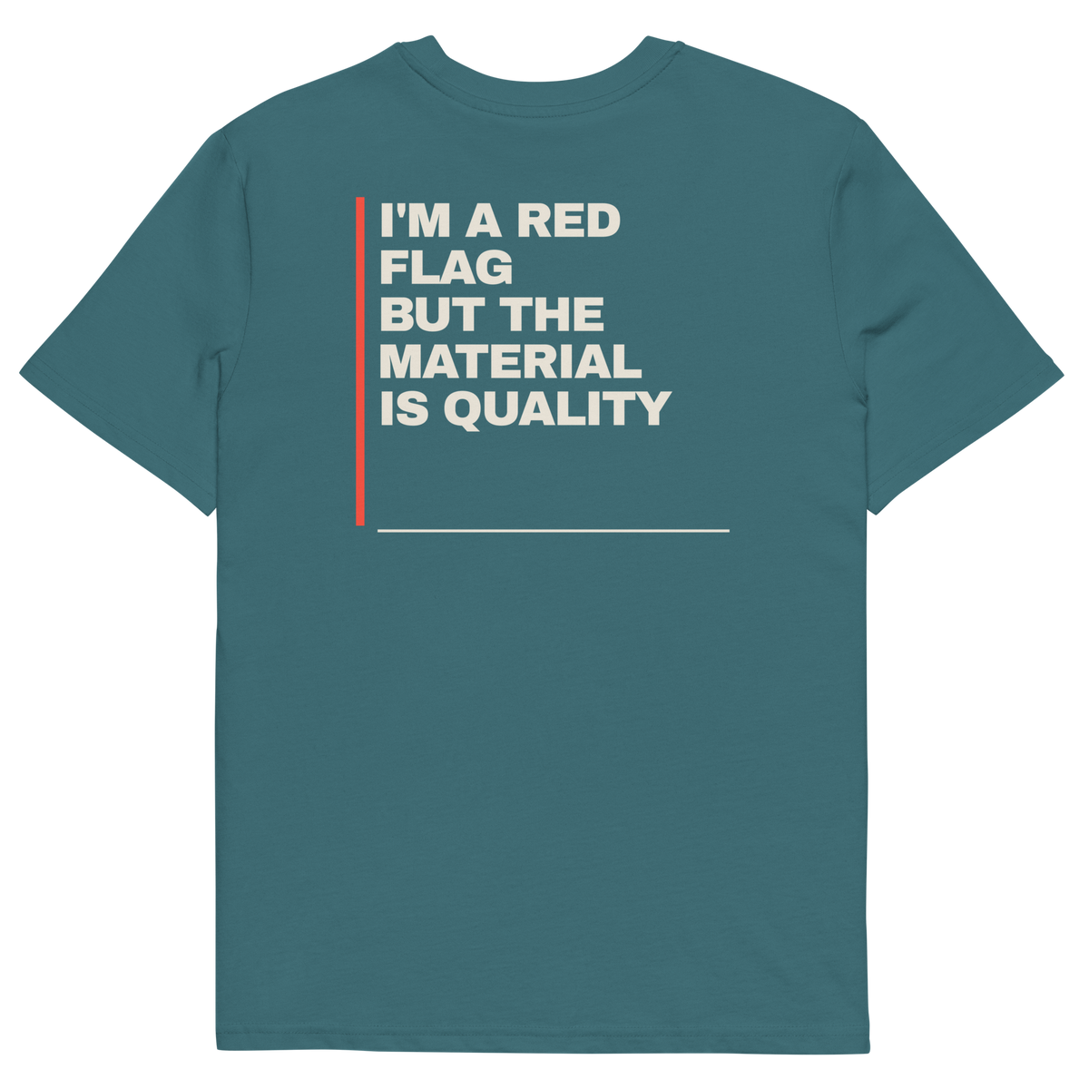 Stargazer product view of the I’m a Red Flag but the Material Is Quality T-shirt, back