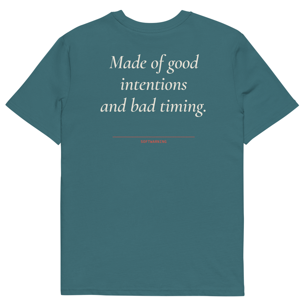 Made of Good Intentions and Bad Timing T-shirt in stargazer, back print