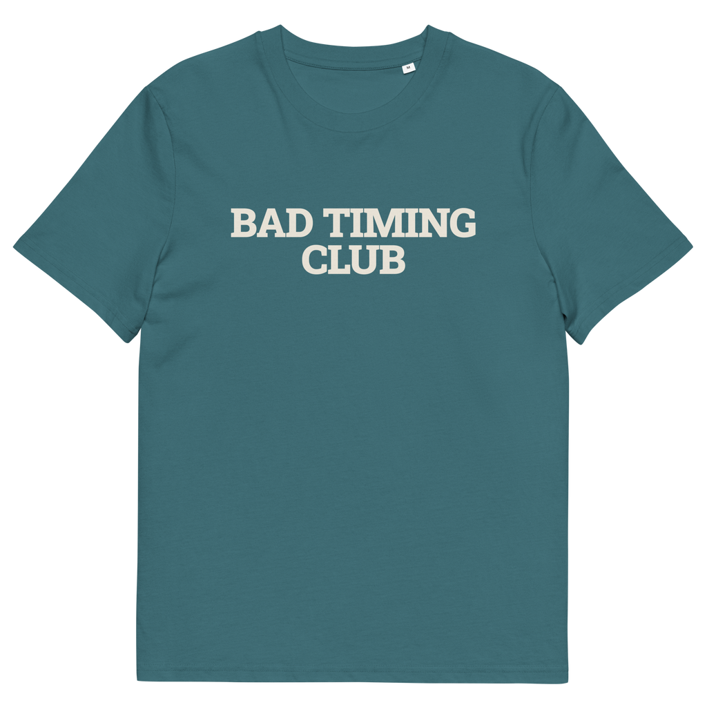 Stargazer product view of the Bad Timing Club T-shirt, front