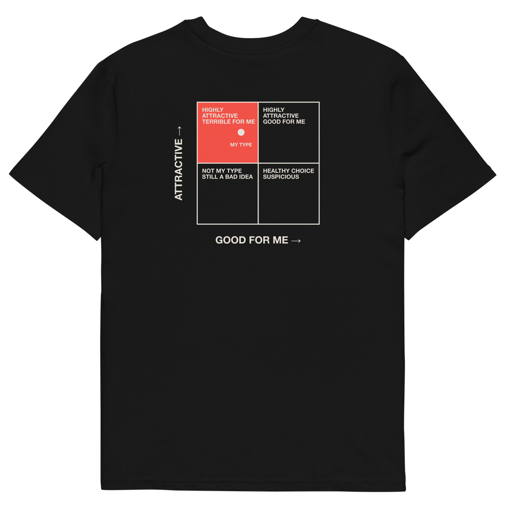 Black product view of the My Type T-shirt, back