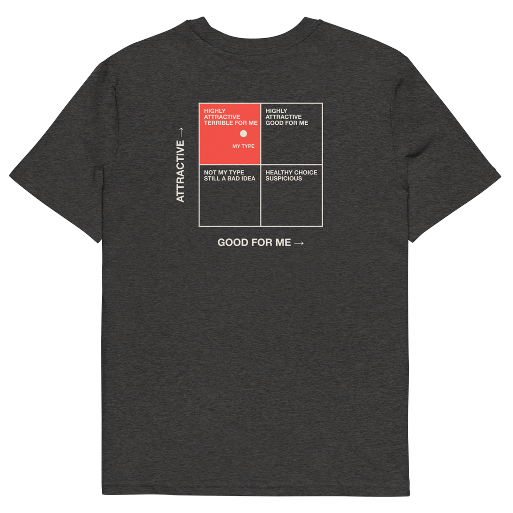 Dark Heather Grey product view of the My Type T-shirt, back