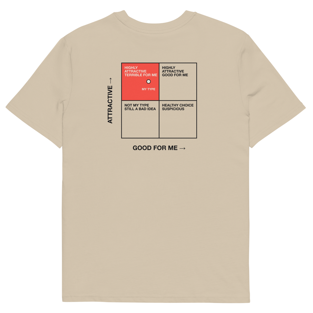 Desert Dust product view of the My Type T-shirt, back