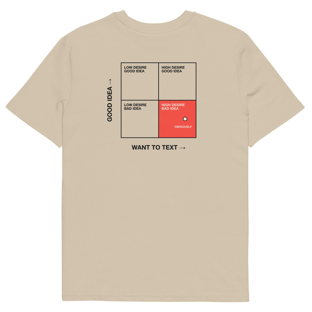 Desert Dust product view of the Should I Text Them? T-shirt, back