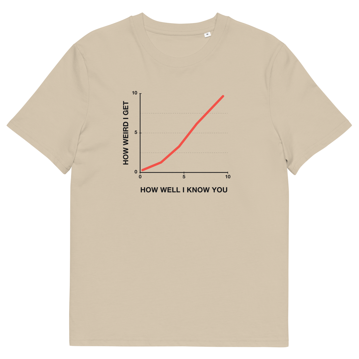 Desert Dust product view of the The Weirder I Get T-shirt, front