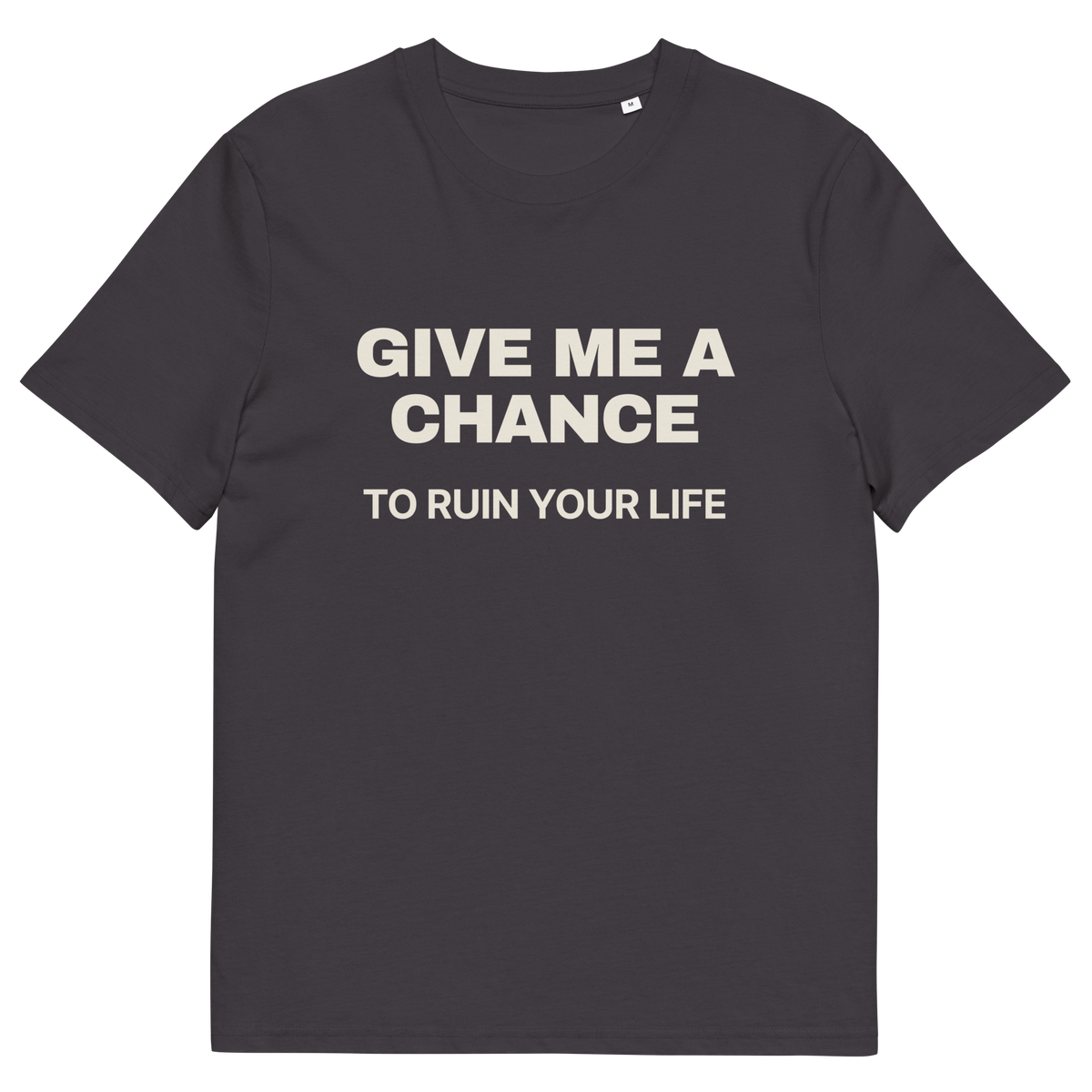 Anthracite product view of the Give Me a Chance to Ruin Your Life T-shirt, front
