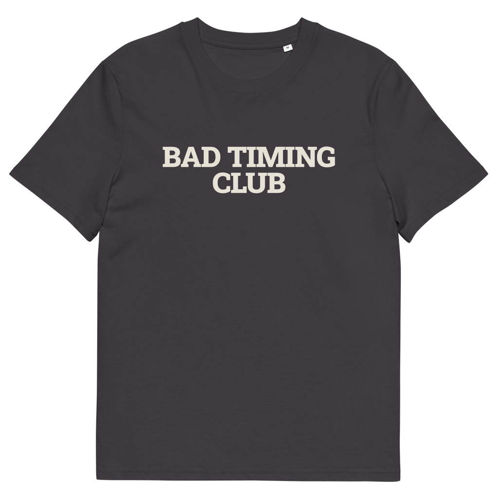 Anthracite product view of the Bad Timing Club T-shirt, front