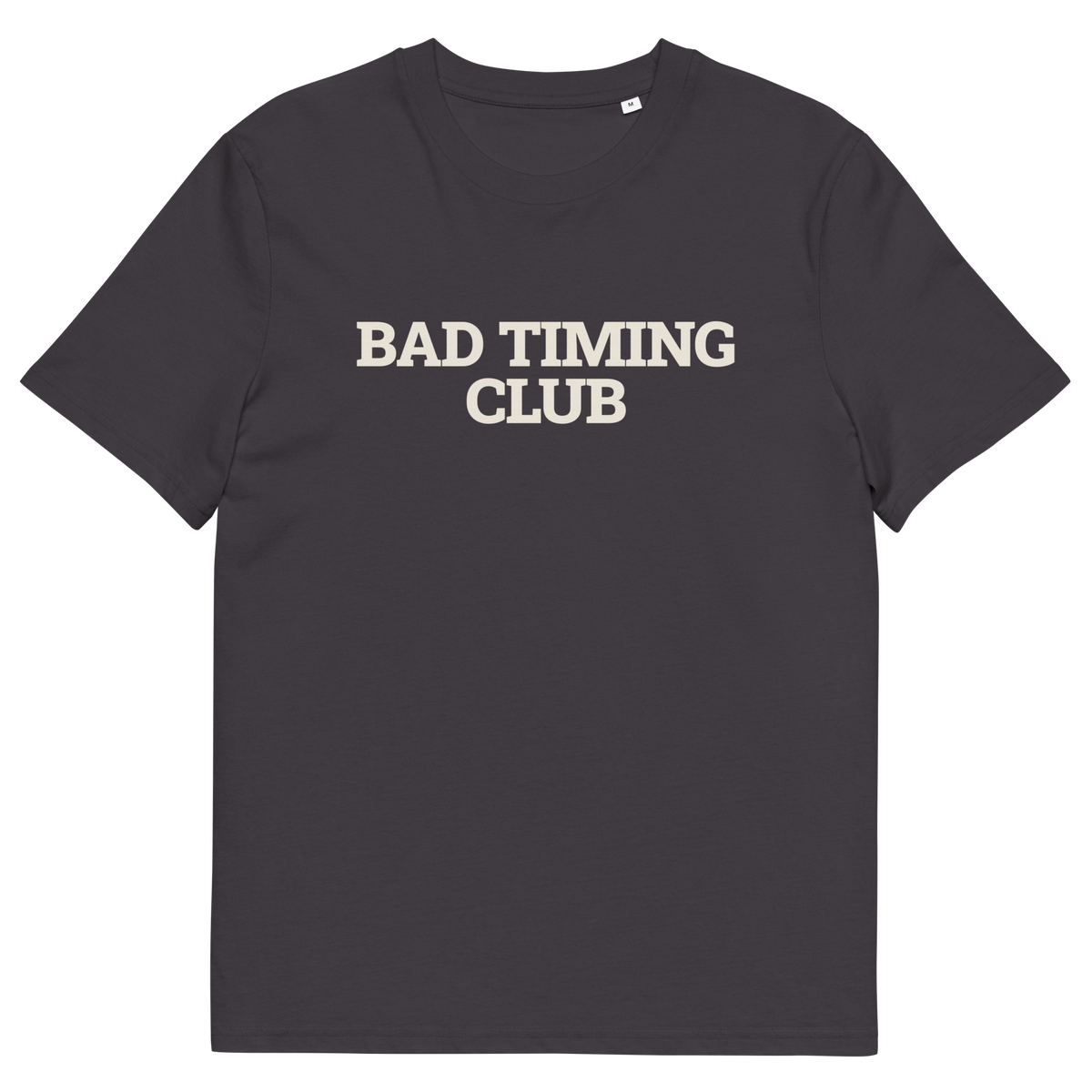 Anthracite product view of the Bad Timing Club T-shirt, front