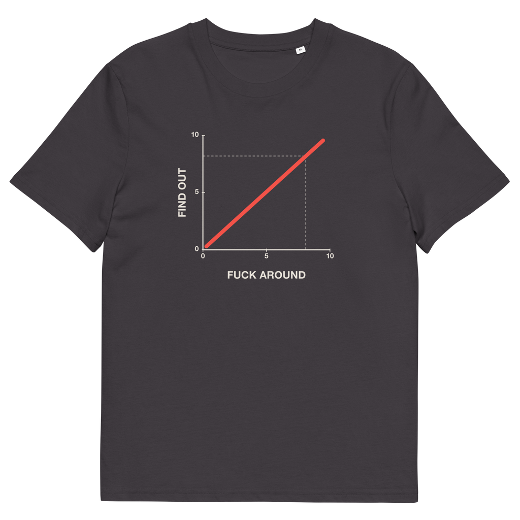 Anthracite product view of the Fuck Around. Find Out. T-shirt, front
