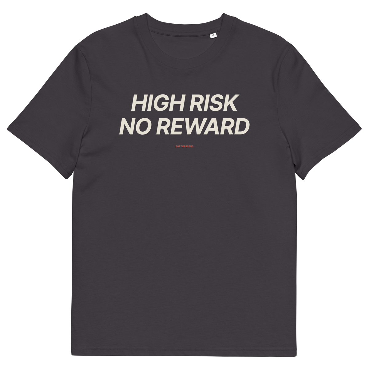 Anthracite product view of the High Risk No Reward T-shirt, front
