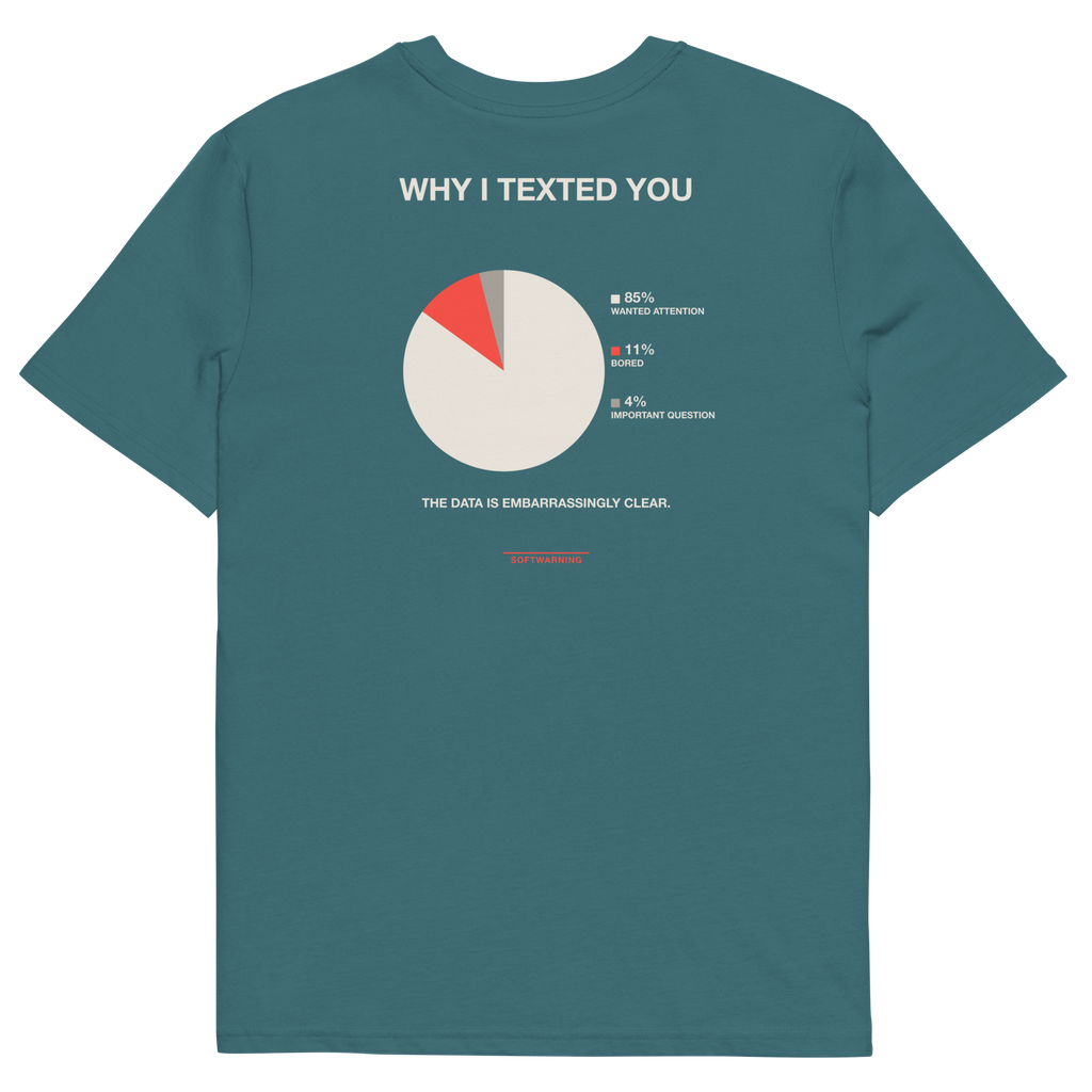 Stargazer product view of the Why I Texted You T-shirt, back